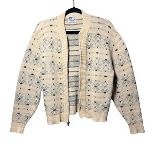 Vintage Pilgrim Sears Mohair Lambs Wool Zip Cardigan Flawed Mens M